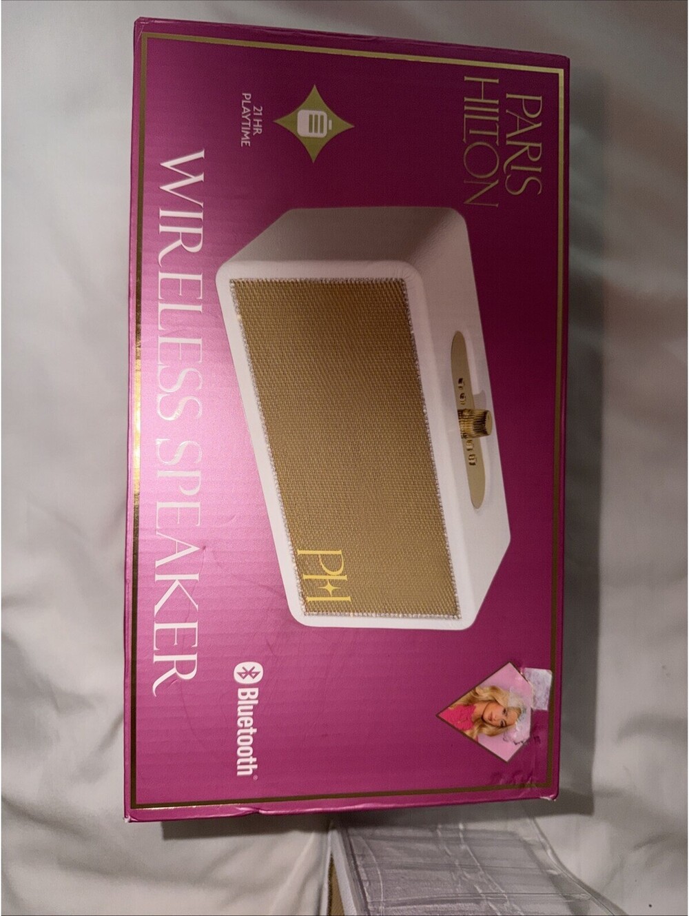 Paris Hilton Wireless Bluetooth Speaker 21hr Playtime Portable Speaker Gold